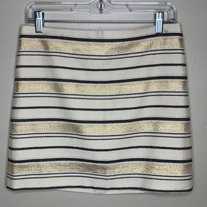 J CREW Factory Skirt Mini Gold Striped Holiday Part Festive Style 43856 Sz 2